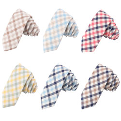 New casual plaid cotton linen ties