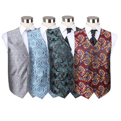 Custom fancy men's polyester paisley wedding party waistcoat