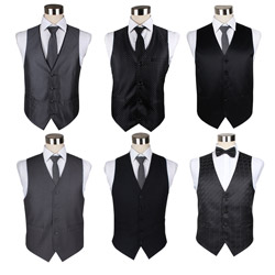 Custom Mens formal black business Polyester suit vest