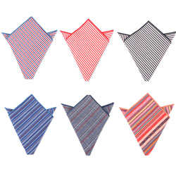 Fashion custom men's woven striped cotton pocket square