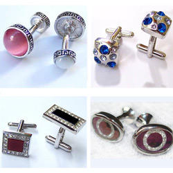 Factory Custom men's metal cufflinks with gem
