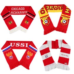 Latest style custom club sport knitted 100% acrylic football scarf