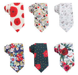 Custom Personalized Print Floral Designer Skinny Cotton Neck Tie for Men