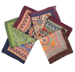 Wholesale Hand Rolled Paisley Handkerchief Cheap Wool Pocket Square for Men