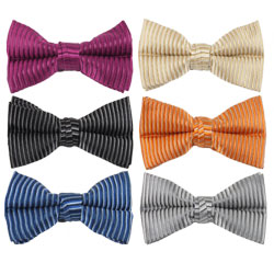 Classic Handmade Men's Plain Striped Silk Bow Ties for Wholesale