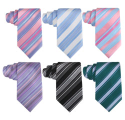 Create Your Own Design Striped Light Blue Polyester Wedding Ties Online