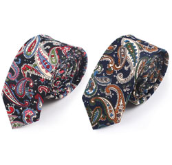 Wholesale Custom 100% Cotton Fabric Elegant Printed Paisley Floral Men Necktie