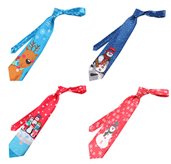Custom Colorful Cute Printed Polyester Kids Christmas Musical Ties With Led Light