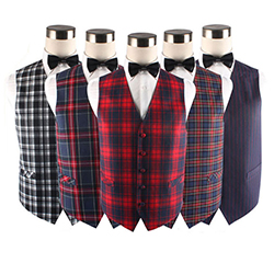 Custom Fashion V-neck Cotton Plaid Waistcoat Vest For men