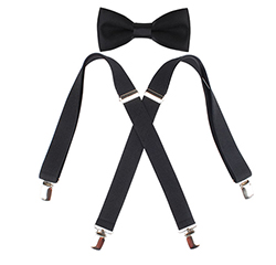 Customize X Shape Solid Color Elastic Boys Suspender And Bow Tie Sets