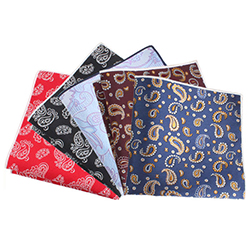 Hot Sale Custom Flower Design Paisley Polyester Pocket Squares For Men