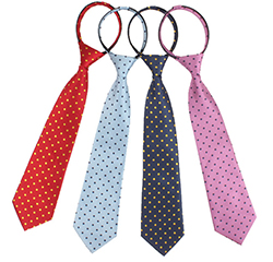 Custom Latest Polka Dot Design Polyester Woven Lazy Zipper Neckties For Men