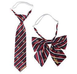 Custom 100% Polyester School Logo Design Striped Elastic Tie And Butterfly Bow Tie Set