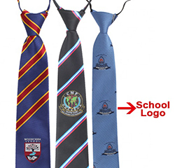 Custom Polyester Pre-tied Neckties School Logo Design Cheap Lazy Tie