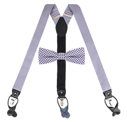 Custom Silk Fabric Y-Shape 3 Clip Adjustable Suspender And Bow Tie Sets For Men